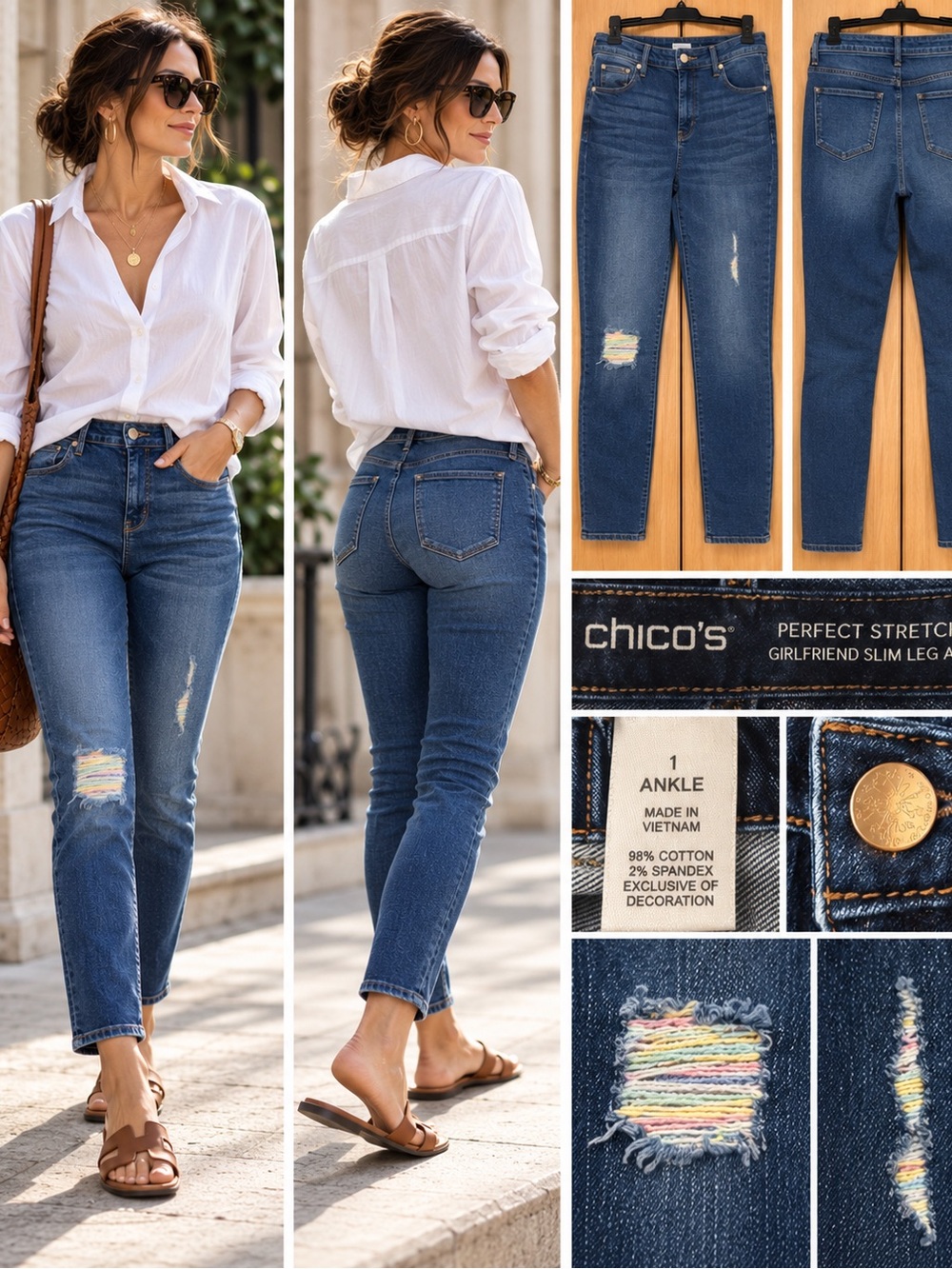 Chico’s Perfect Stretch Girlfriend Slim Leg Ankle, size 1 Ankle